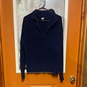 Lands' End Men's Navy Zip-Up Sweater
